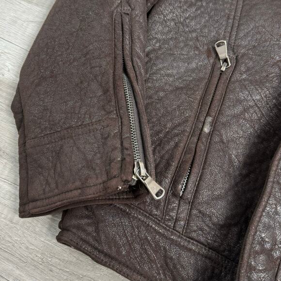 CALVIN Klein Mens Distressed Style Faux Suede Brown Moto Jacket Size Medium - Picture 5 of 14